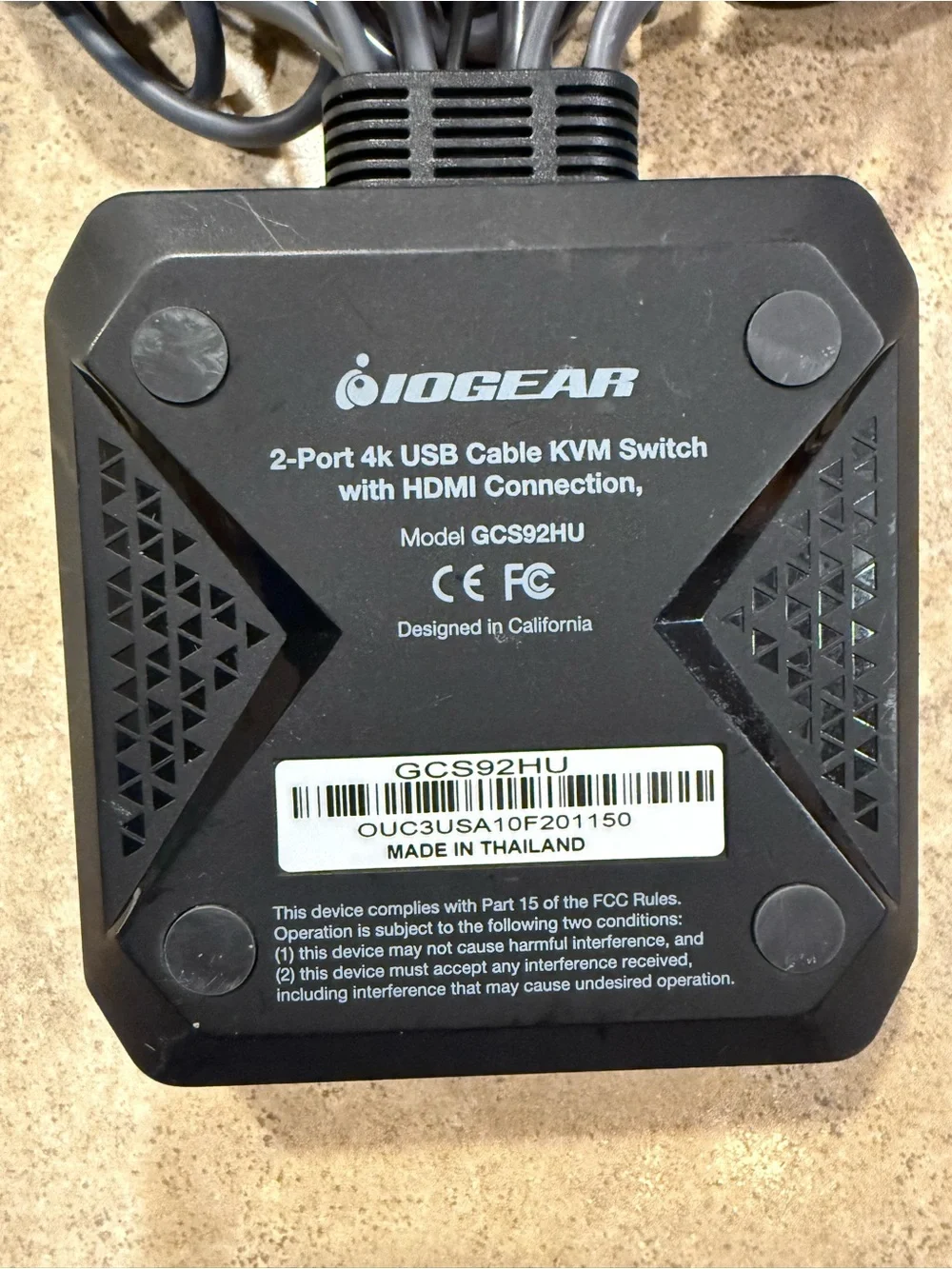 IOGEAR GCS92HU 2-Port 4K KVM Switch HDMI USB Audio w/ Cables - Tested